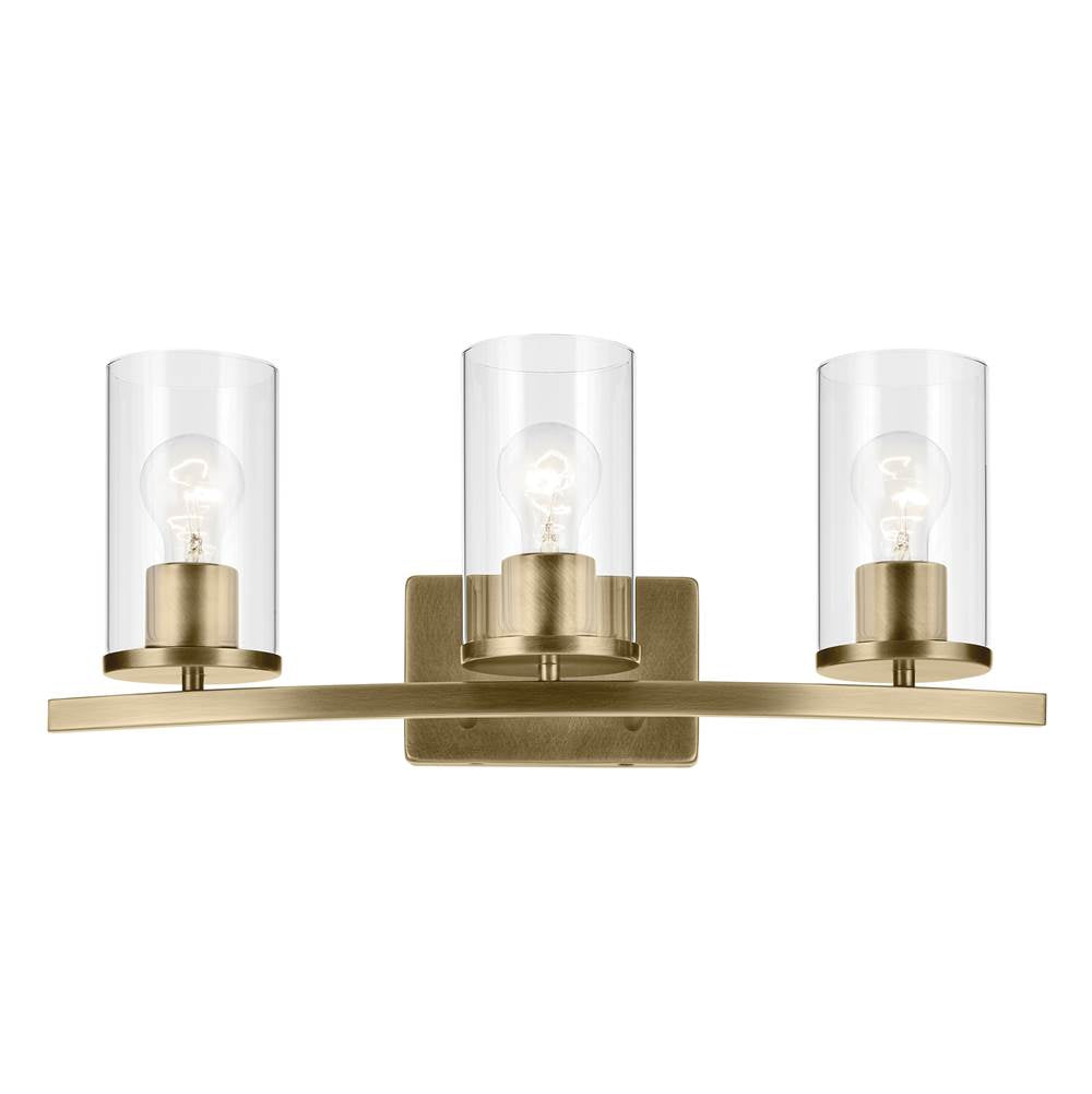 Kichler Lighting Crosby 23'' 3-light Vanity Light With Clear Glass In Black