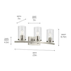 Kichler Lighting Crosby 23'' 3-light Vanity Light With Clear Glass In Black