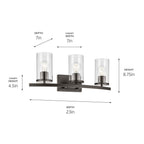 Kichler Lighting Crosby 23'' 3-light Vanity Light With Clear Glass In Black
