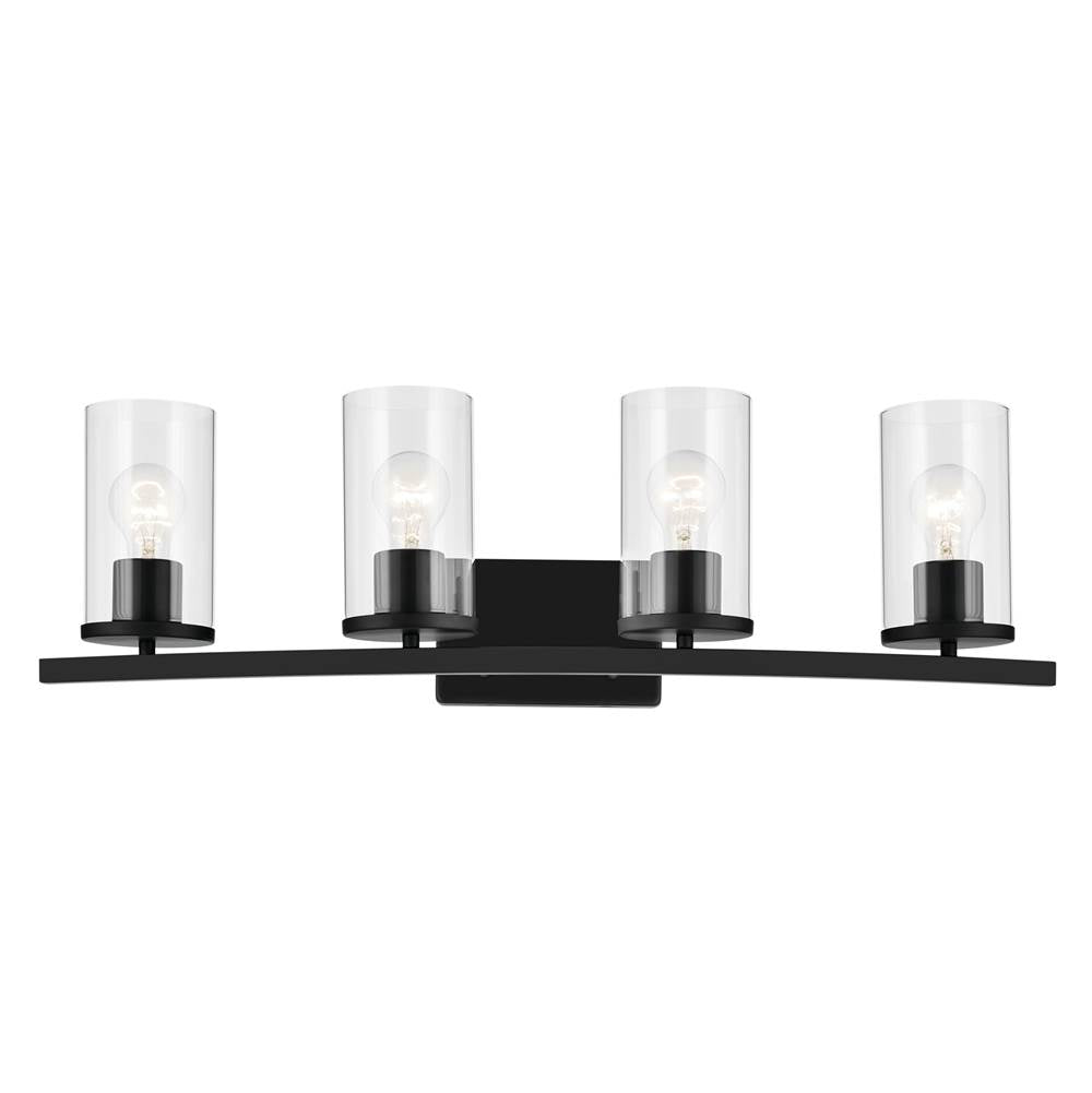 Kichler Lighting Crosby 31.25'' 4-light Vanity Light With Clear Glass In Black