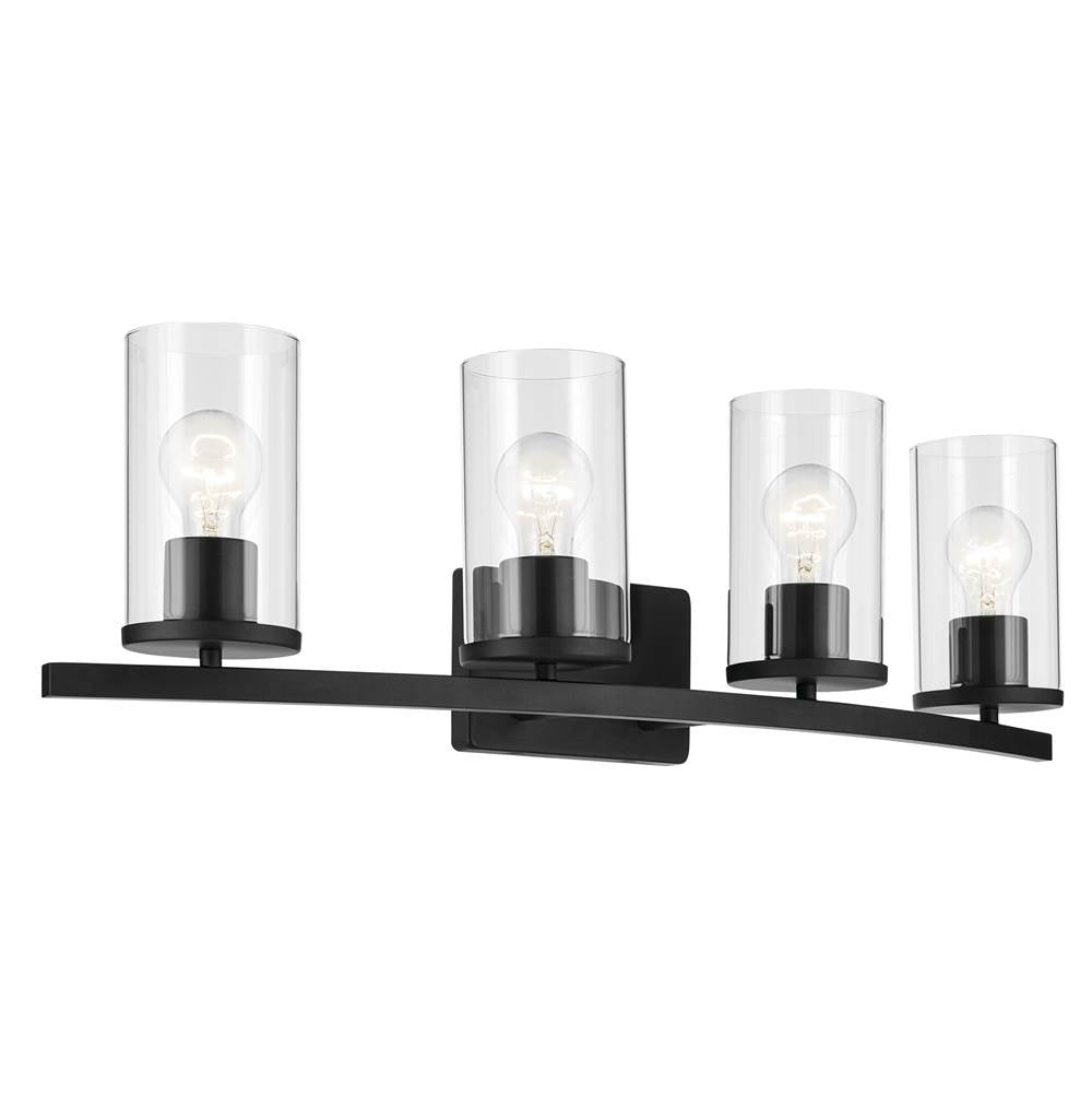 Kichler Lighting 45498BKCLR Black Crosby 31.25'' 4-light Vanity Light With Clear Glass In Black Image 1