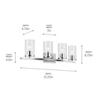 Kichler Lighting Crosby 31.25'' 4-light Vanity Light With Clear Glass In Black