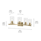 Kichler Lighting 45498NBRCLR Natural Brass Crosby 31.25'' 4-light Vanity Light With Clear Glass In Natural Brass Image 2