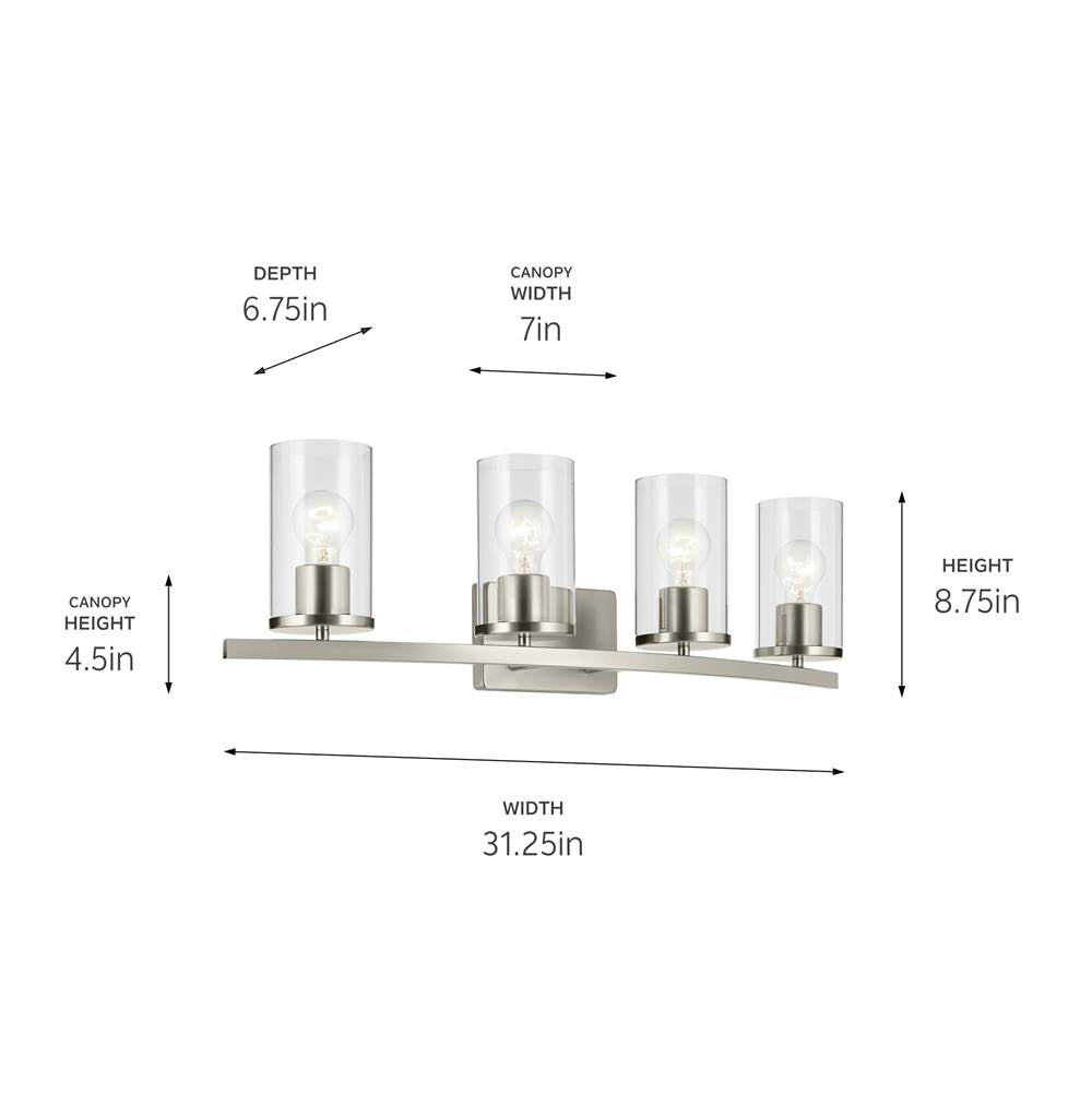 Kichler Lighting Crosby 31.25'' 4-light Vanity Light With Clear Glass In Black