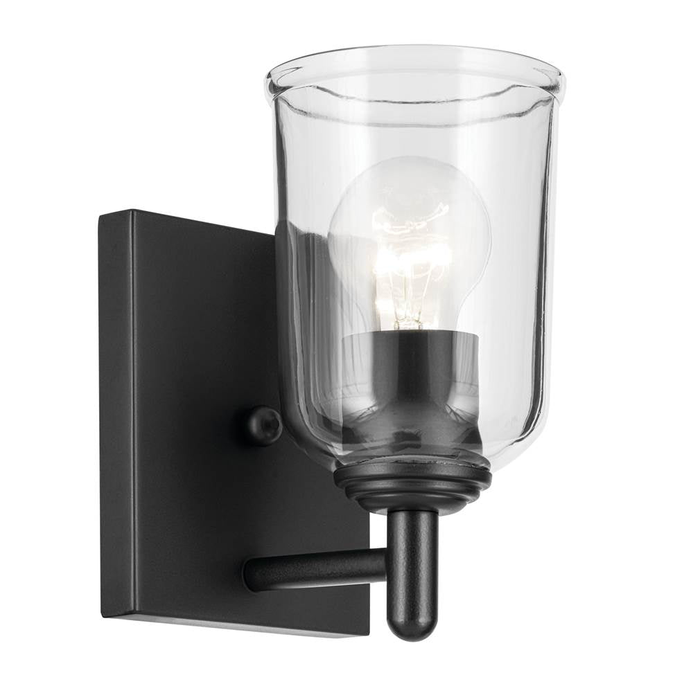 Kichler Lighting 45572BKCLR Black Shailene 5'' 1-light Wall Sconce With Clear Glass In Black Image 1