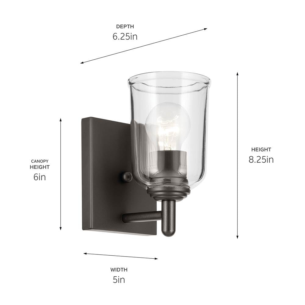 Kichler Lighting 45572OZCLR Olde Bronze Shailene 5'' 1-light Wall Sconce With Clear Glass In Olde Bronze Image 2