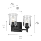 Kichler Lighting 45573BKCLR Black Shailene 12.5'' 2-light Vanity Light With Clear Glass In Black Image 2