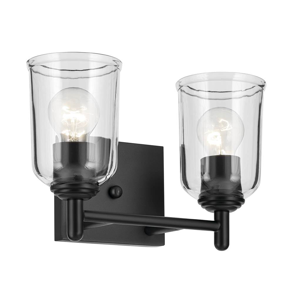 Kichler Lighting 45573BKCLR Black Shailene 12.5'' 2-light Vanity Light With Clear Glass In Black Image 1