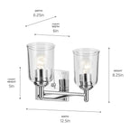 Kichler Lighting 45573CHCLR Chrome Shailene 12.5'' 2-light Vanity Light With Clear Glass In Chrome Image 2