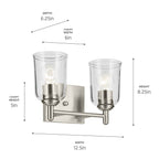 Kichler Lighting 45573NICLR Brushed Nickel Shailene 12.5'' 2-light Vanity Light With Clear Glass In Brushed Nickel Image 2