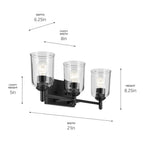 Kichler Lighting 45574BKCLR Black Shailene 21'' 3-light Vanity Light With Clear Glass In Black Image 2