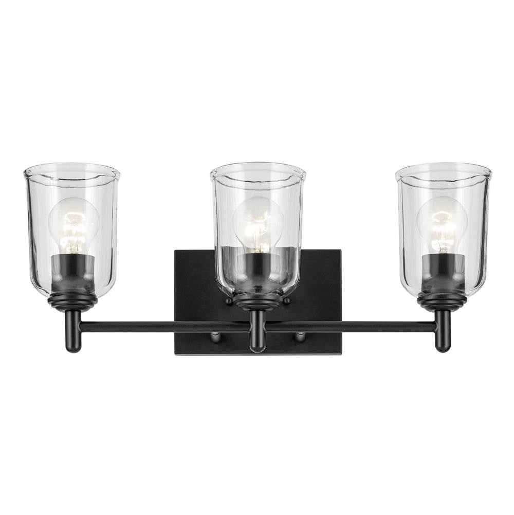 Kichler Lighting Shailene 21'' 3-light Vanity Light With Clear Glass In Black
