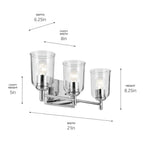 Kichler Lighting 45574CHCLR Chrome Shailene 21'' 3-light Vanity Light With Clear Glass In Chrome Image 2