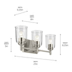 Kichler Lighting 45574NICLR Brushed Nickel Shailene 21'' 3-light Vanity Light With Clear Glass In Brushed Nickel Image 2