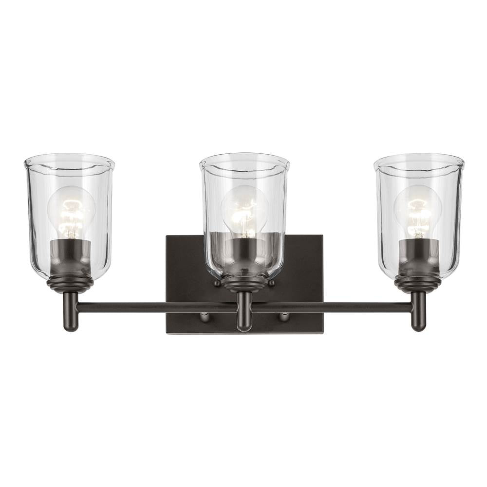 Kichler Lighting Shailene 21'' 3-light Vanity Light With Clear Glass In Black