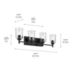 Kichler Lighting 45575BKCLR Black Shailene 29.75'' 4-light Vanity Light With Clear Glass In Black Image 2