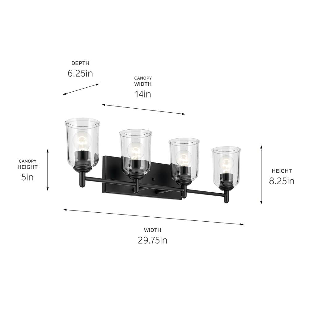 Kichler Lighting 45575BKCLR Black Shailene 29.75'' 4-light Vanity Light With Clear Glass In Black Image 2