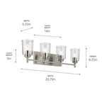 Kichler Lighting 45575NICLR Brushed Nickel Shailene 29.75'' 4-light Vanity Light With Clear Glass In Brushed Nickel Image 2