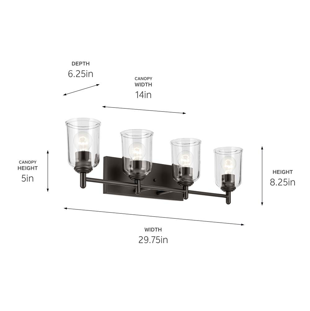 Kichler Lighting 45575OZCLR Olde Bronze Shailene 29.75'' 4-light Vanity Light With Clear Glass In Olde Bronze Image 2