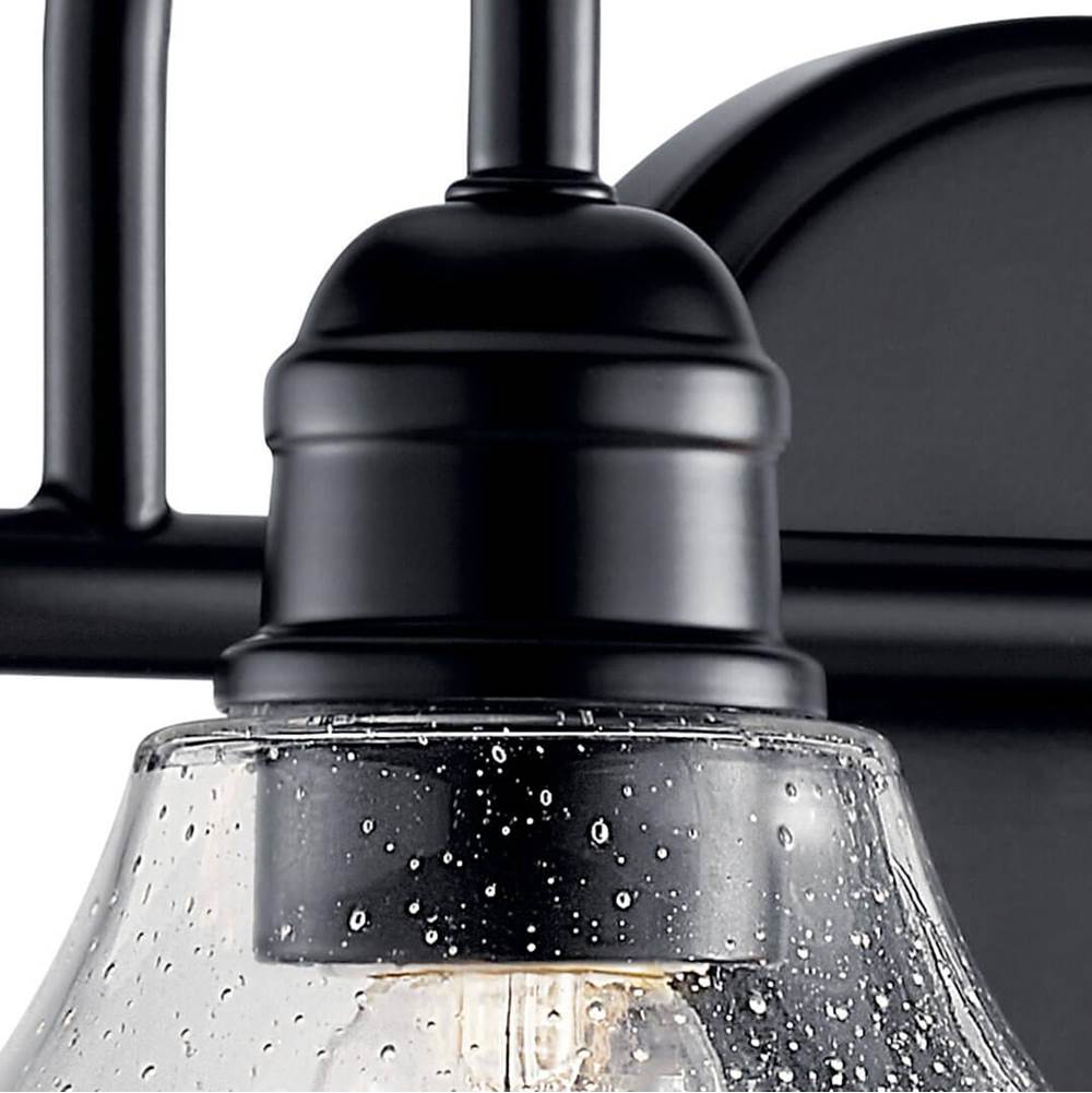 Kichler Lighting 45972BK Black Avery 15 Inch 2 Light Vanity Light With Clear Seeded Glass In Black Image 3