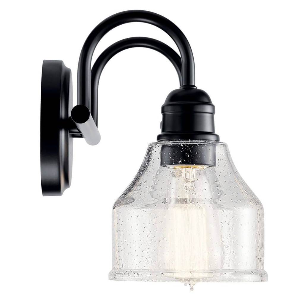 Kichler Lighting Avery 15 Inch 2 Light Vanity Light With Clear Seeded Glass In Black