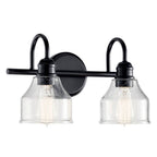 Kichler Lighting 45972BK Black Avery 15 Inch 2 Light Vanity Light With Clear Seeded Glass In Black Image 1