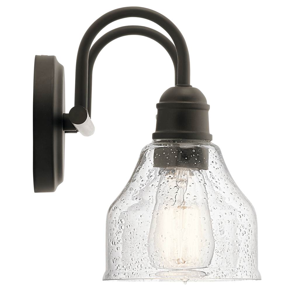 Kichler Lighting Avery 15 Inch 2 Light Vanity Light With Clear Seeded Glass In Black