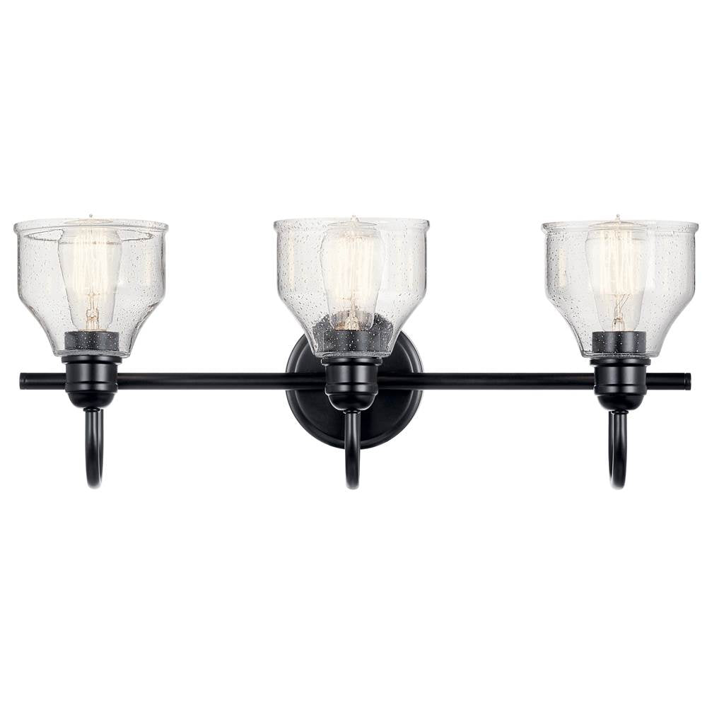 Kichler Lighting 45973BK Black Avery 24 Inch 3 Light Vanity Light With Clear Seeded Glass In Black Image 7