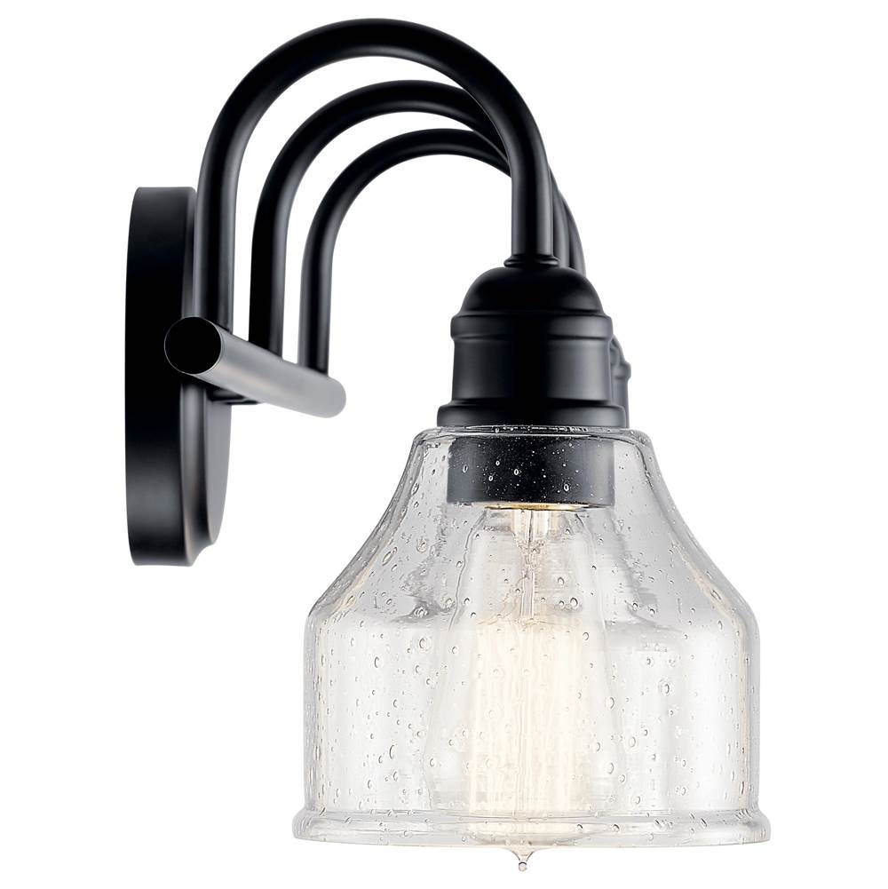 Kichler Lighting 45973BK Black Avery 24 Inch 3 Light Vanity Light With Clear Seeded Glass In Black Image 6