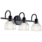 Kichler Lighting 45973BK Black Avery 24 Inch 3 Light Vanity Light With Clear Seeded Glass In Black Image 2