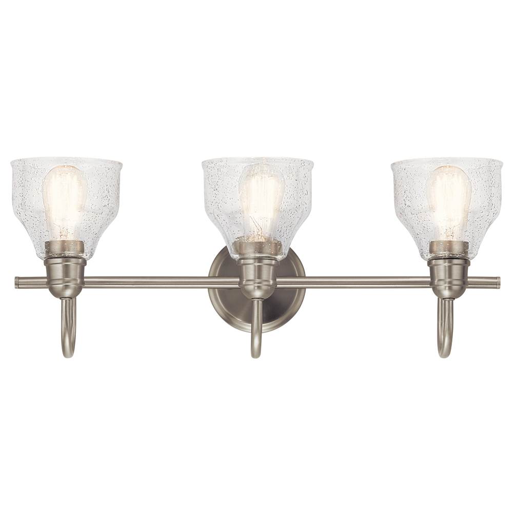 Kichler Lighting Avery 24 Inch 3 Light Vanity Light With Clear Seeded Glass In Black