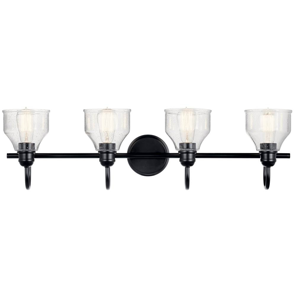 Kichler Lighting Avery 33.5 Inch 4 Light Vanity Light With Clear Seeded Glass In Black