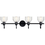 Kichler Lighting Avery 33.5 Inch 4 Light Vanity Light With Clear Seeded Glass In Black