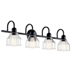 Kichler Lighting 45974BK Black Avery 33.5 Inch 4 Light Vanity Light With Clear Seeded Glass In Black Image 2