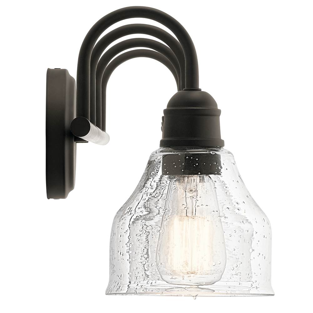 Kichler Lighting Avery 33.5 Inch 4 Light Vanity Light With Clear Seeded Glass In Black