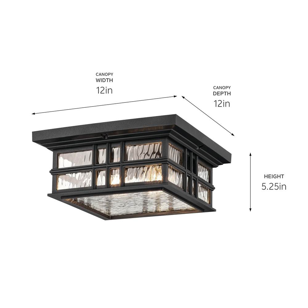Kichler Lighting 49834BKT Textured Black Outdoor Ceiling 2lt Image 4