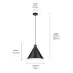 Kichler Lighting 52177BK Black Zailey 14.25'' 1-light Cone Pendant In Black Image 2
