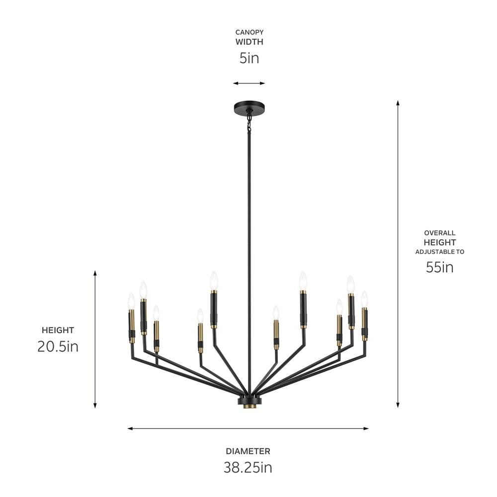 Kichler Lighting 52348BK Black Armand 38.25'' 10-light Chandelier In Black Image 2