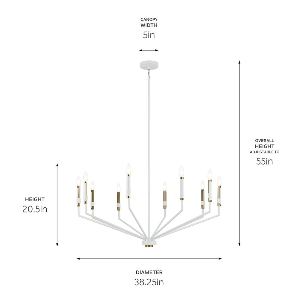 Kichler Lighting 52348WH White Armand 38.25'' 10-light Chandelier In White Image 2
