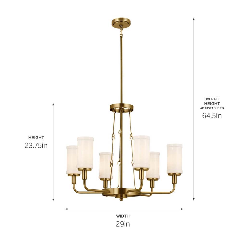 Kichler Lighting 52451NBR Natural Brass Chandelier 6lt Image 2