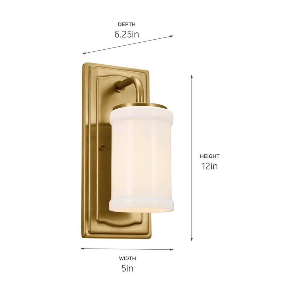 Kichler Lighting 52454NBR Natural Brass Wall Sconce 1lt Image 2