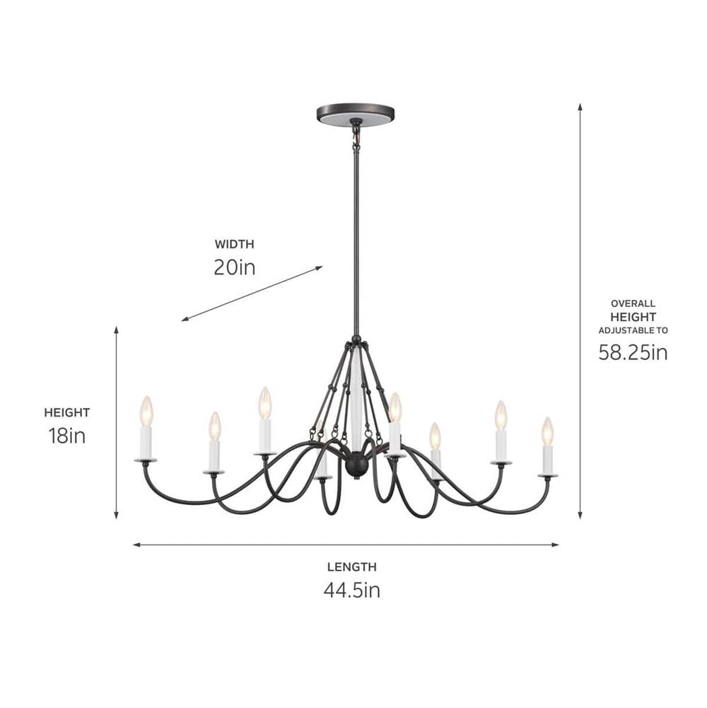 Kichler Lighting 52457AVI Anvil Iron Oval Chandelier 8lt Image 2