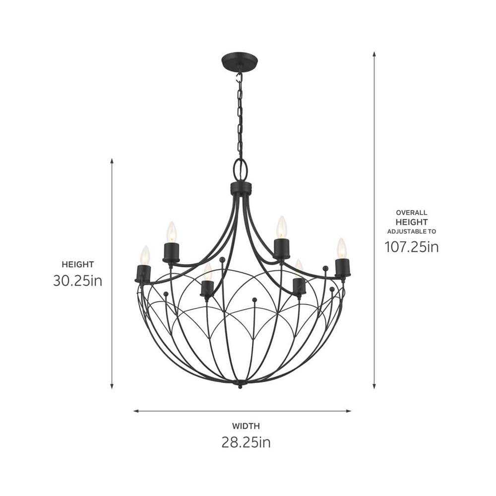 Kichler Lighting 52462BKT Textured Black Chandelier 6lt Image 2