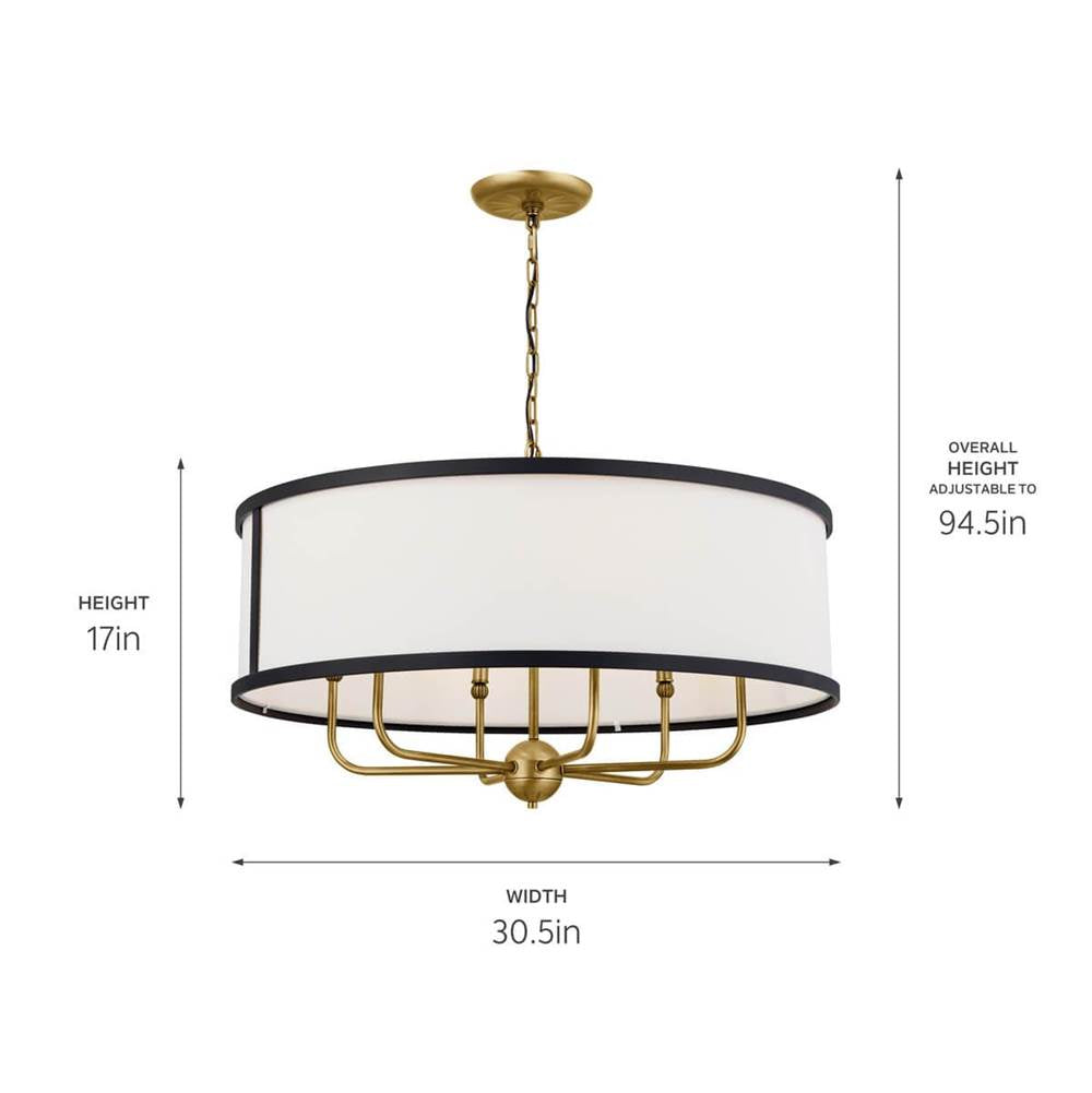Kichler Lighting 52466NBR Natural Brass Chandelier 6lt Image 2