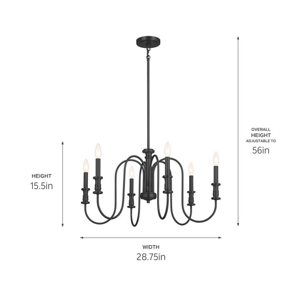 Kichler Lighting 52470BK Black Chandelier 6lt Image 3