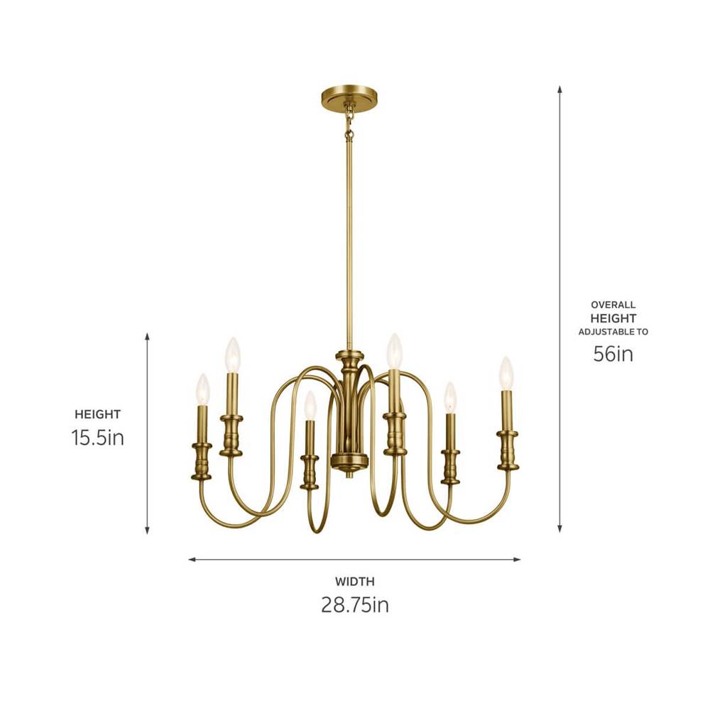 Kichler Lighting 52470NBR Natural Brass Chandelier 6lt Image 3