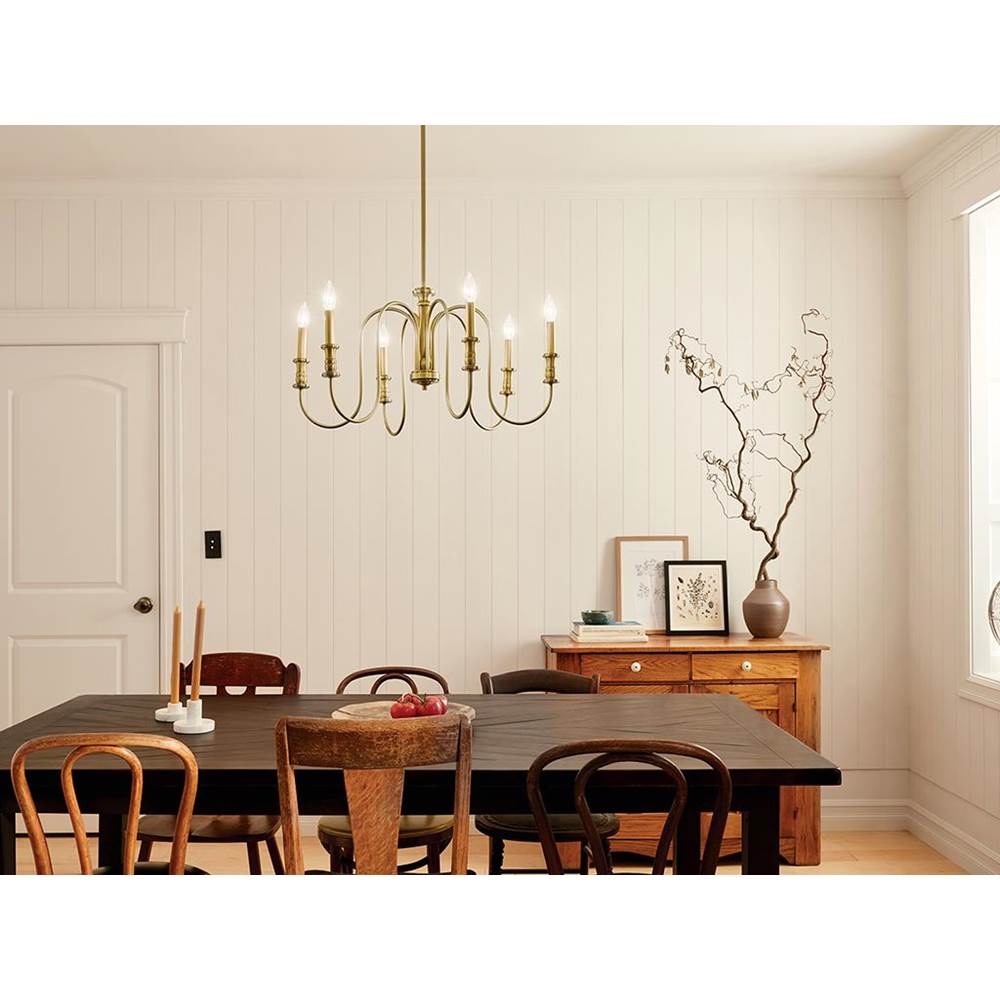 Kichler Lighting 52470NBR Natural Brass Chandelier 6lt Image 2