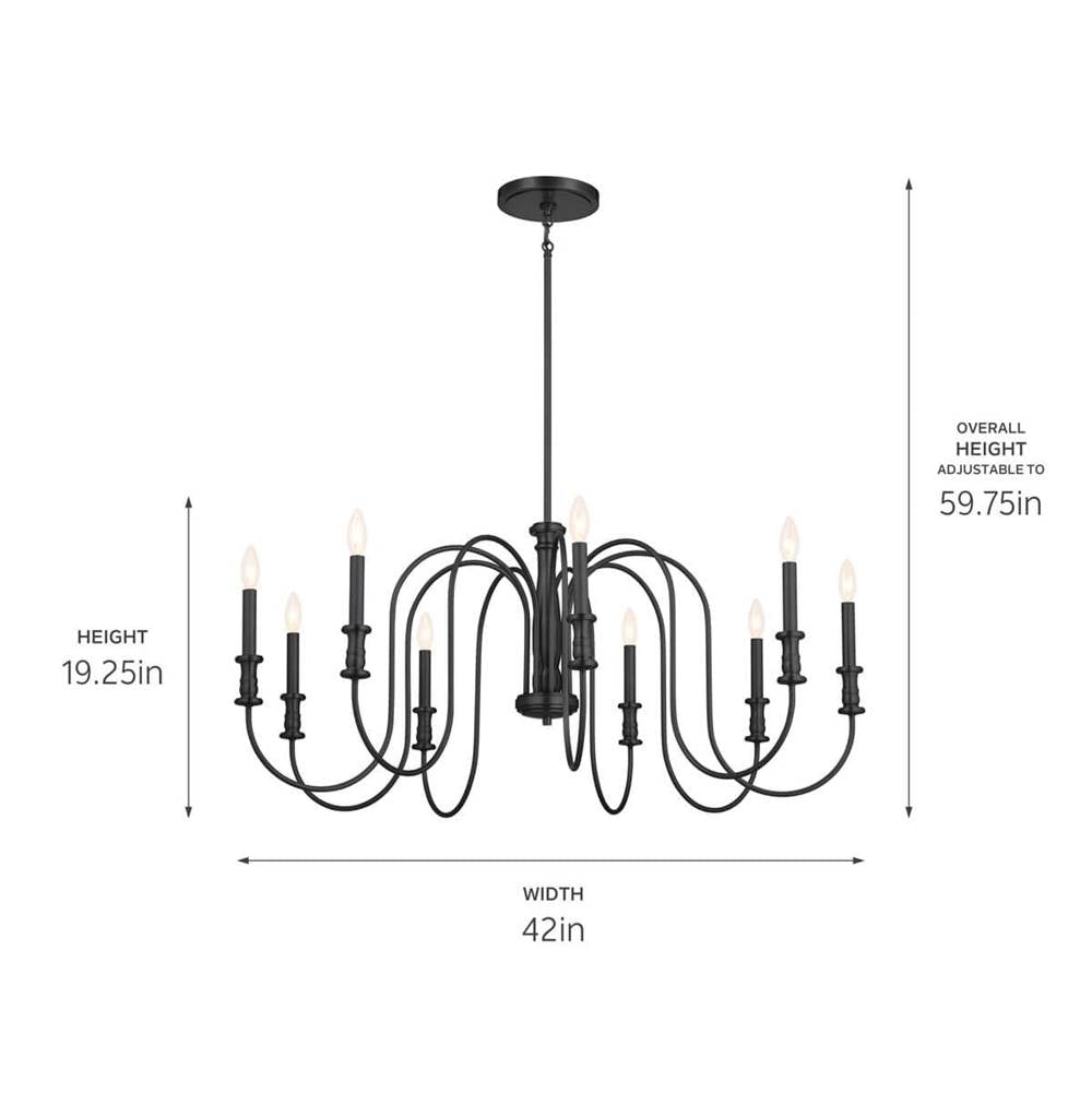 Kichler Lighting 52471BK Black Chandelier 9lt Image 3