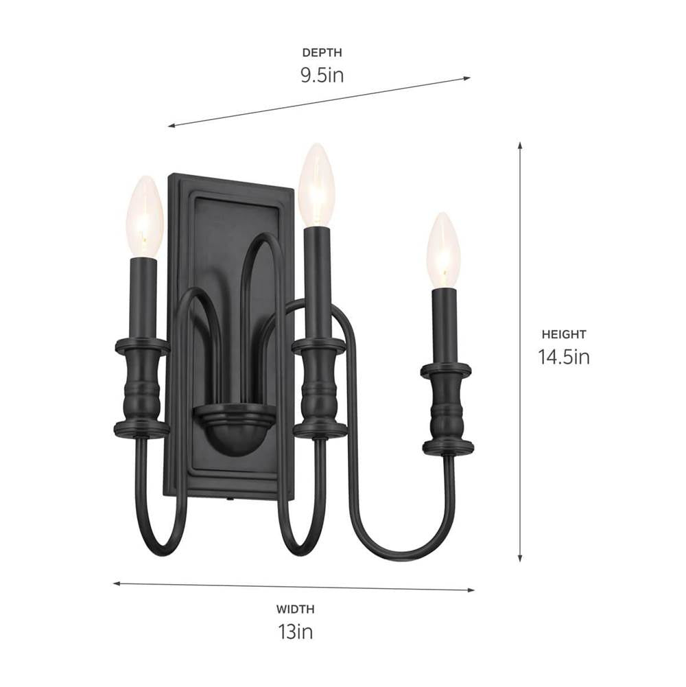 Kichler Lighting 52473BK Black Wall Sconce 3lt Image 2
