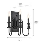 Kichler Lighting 52473BK Black Wall Sconce 3lt Image 2